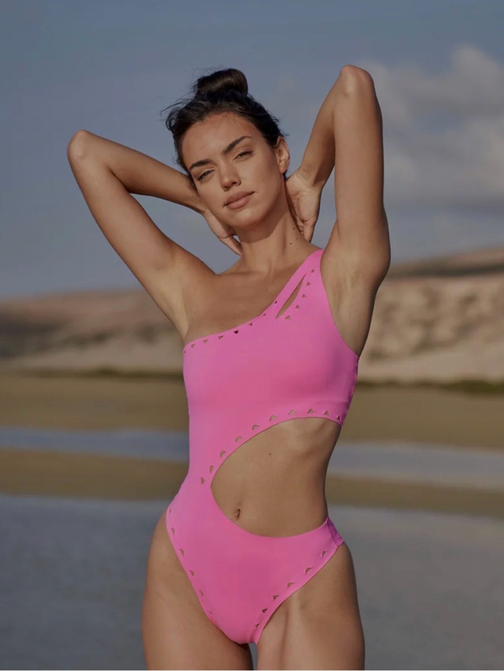 One-Shoulder Pink Cutout One-Piece Swimsuit With Tags